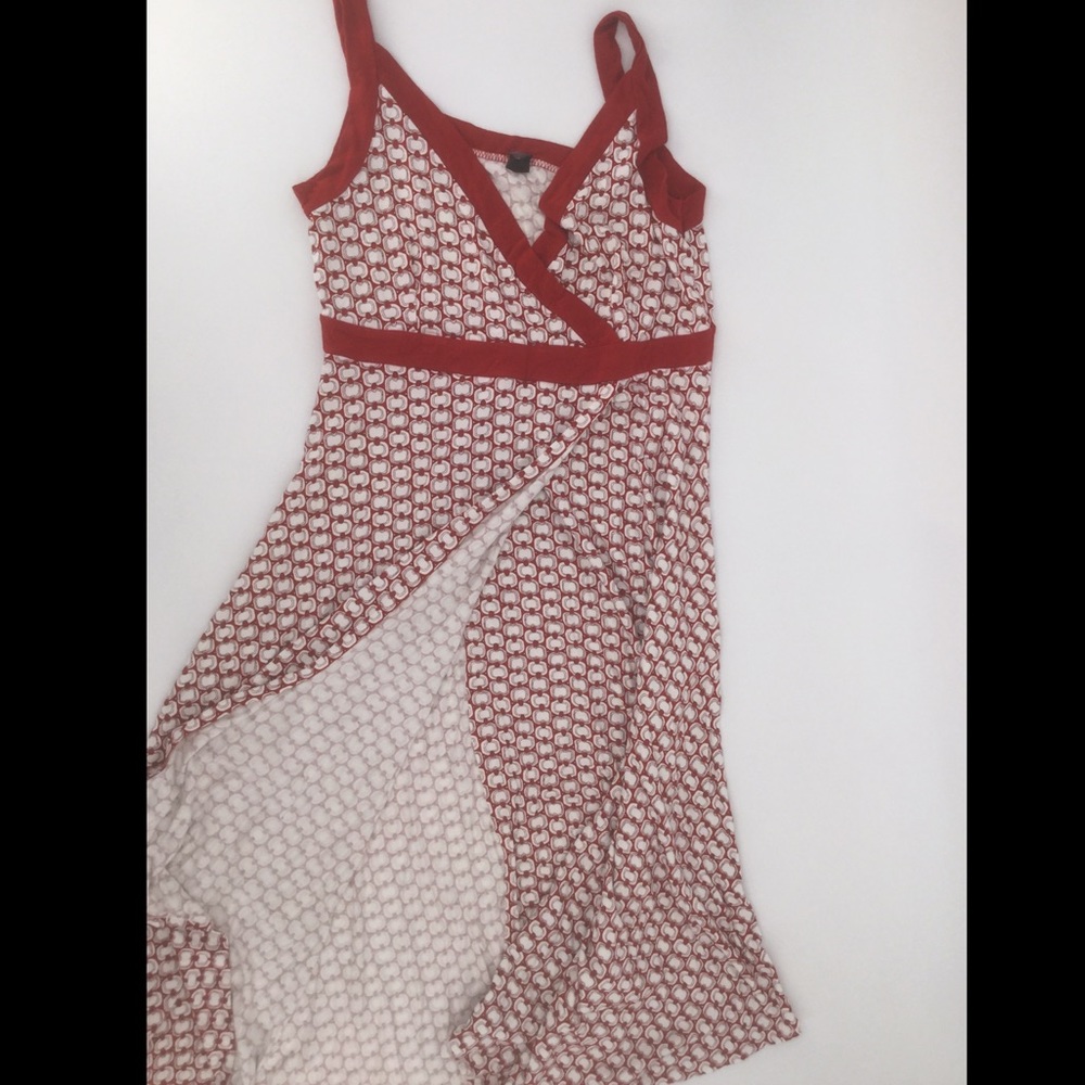 Ronen Chen Med. Red &White Faux Wrap Summer Dress - Picture 11 of 13